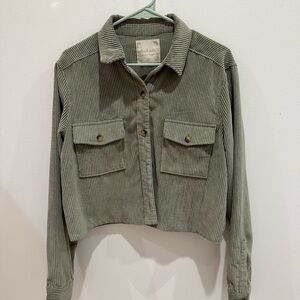 Altar'd State Green Utility Jacket Cropped Cotton